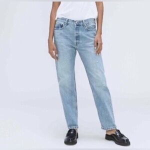 Everlane The Relaxed Fit Button Fly Medium Blue Denim Jeans 27